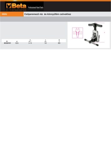 Beta 352U Csőperemező réz és könnyűfém csövekhez