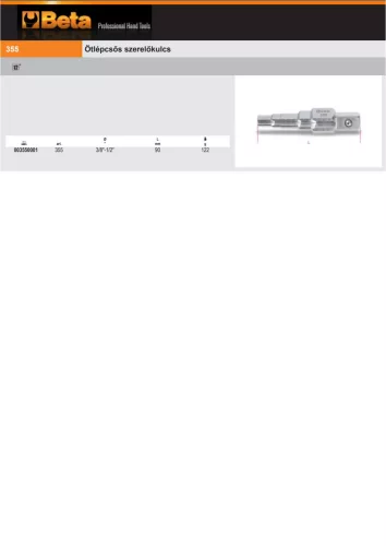 Beta 355 Ötlépcsős szerelőkulcs 3/8"-1/2"-3/4"-1"