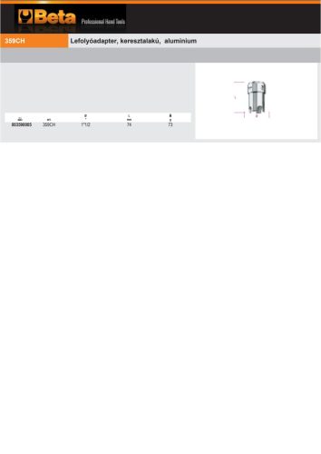 Beta 359CN Lefolyóadapter, keresztalakú, alumínium