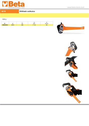 Beta 361N Állítható csőkulcs 1.1/2"