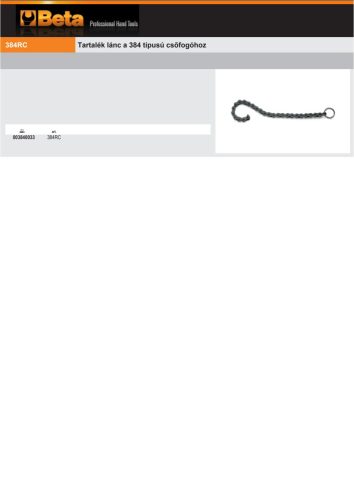 Beta 384RC Tartalék lánc a Beta 384 típusú csőfogóhoz