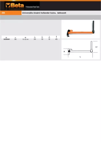 Beta 395 Univerzális önzáró hollander kulcs, lakkozott