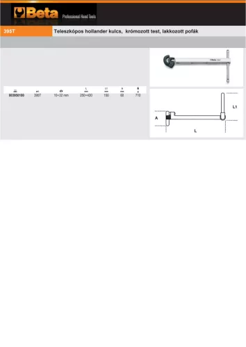 Beta 395T 10-32 Teleszkópos hollander kulcs, krómozott test, lakkozott pofák
