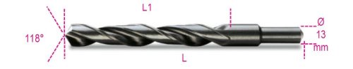 Beta 410A Rövid nagyméretű csigafúró 13 mm-es hengeres szárral, HSS, hengerelt, barnított 17,50mm