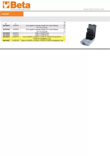 Beta 410/SPVP1 ​Tok a Beta 410/SP19, 412/SP19, 414/SP19, 415/SP19,415CO/SP19, 416/SP19 modellekhez, ÜRES
