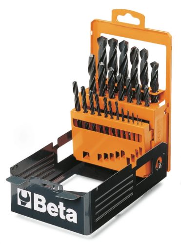 Beta 410/SP25 25 részes rövid csigafúró szerszám készlet 1-13mm 0,5mm emelkedéssel (410) fémkazettában
