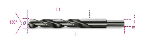 Beta 412A Rövid nagyméretű csigafúró 13 mm-es hengeres szárral, HSS, köszörült, barnított 17,00mm