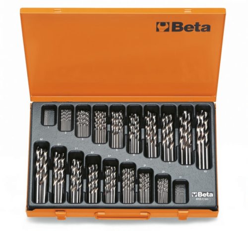 Beta 412/C150 150 részes rövid csigafúró szerszám készlet 1-10mm 0,5mm emelkedéssel (412) fém kofferben