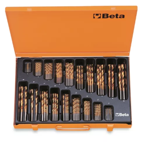 Beta 414/C116 116 részes rövid csigafúró szerszám készlet 1-10mm 0,5mm emelkedéssel (414) fém kofferben