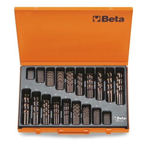 Beta 415/C116 116 részes rövid csigafúró szerszám készlet 1-10mm 0,5mm emelkedéssel (415) fém kofferben