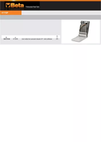 Beta 417/SP8 8 részes rövid vidiás fúró szerszám készlet (417) műanyag tokban