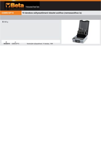 Beta 426MD/SP10 10 darabos süllyesztőmaró készlet acélhoz (nemesacélhoz is)