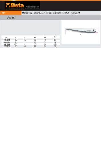 Beta 427 1-2 Morse-kúpos kiütő, nemesített acélból készült, horganyzott 1-2
