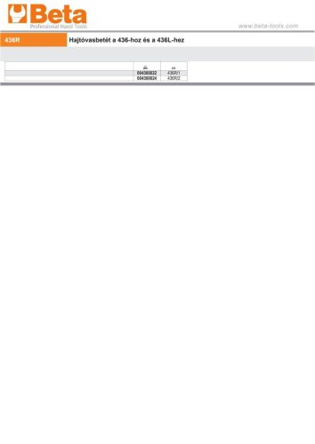 Beta 436R/2 Hajtóvasbetét a Beta 436/2 és a 436L/2 termékhez