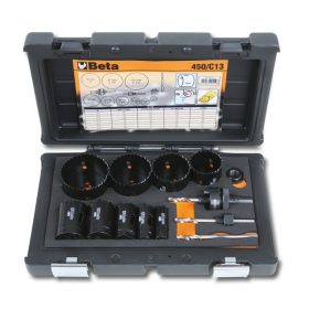   Beta 450/C13 Bimetall-koronafúrókészlet gáz és vízvezetékszerelőknek  Ø 19 - 22 - 29 - 35 - 38 - 44 - 51 - 57 - 64 mm műanyag dobozban