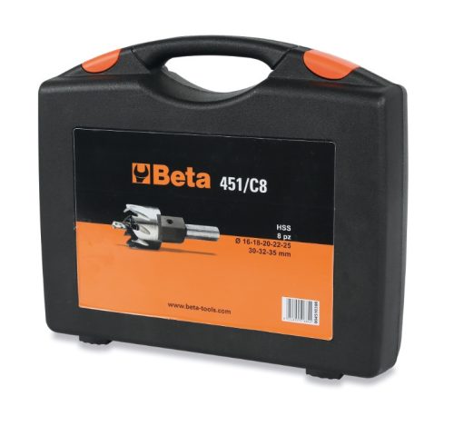 Beta 451/C8 8 darabos koronafúró készlet, HSS, köszörült Ø 16-18-20-22-25-30-32-35 mm