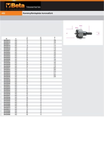 Beta 452 90 Keményfémlapkás koronafúró 90mm