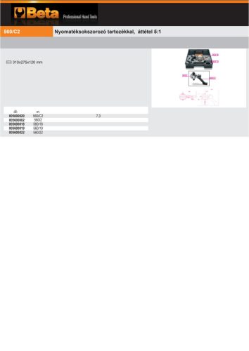 Beta 560/19 Alkatrész a Beta 560 nyomatéksokszorozóhoz ábra szerint