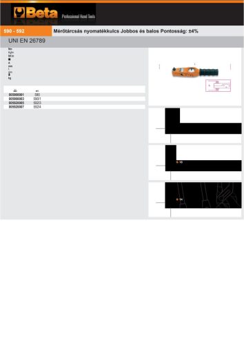 Beta 590/1 Mérőtárcsás nyomatékkulcs Jobbos és balos Pontosság: ±4% 1/4" 2,5-12,5Nm
