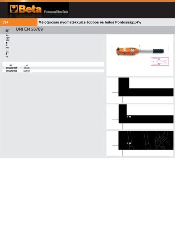 Beta 594/8 Mérőtárcsás nyomatékkulcs Jobbos és balos Pontosság:±4% 1/2" 16-80Nm