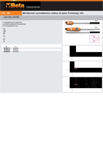 Beta 596/40SL Mérőtárcsás nyomatékkulcs Jobbos és balos Pontosság: ±4% 3/4" 80-400Nm