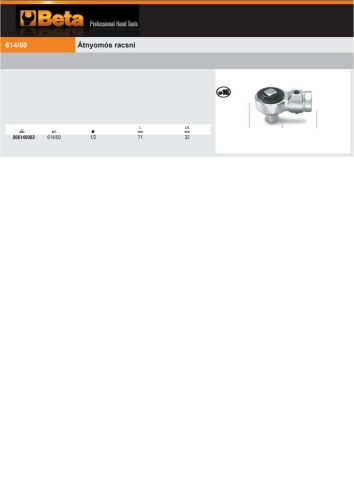 Beta 614/50 Átnyomós racsni Ø 16 mm csatlakozóval rendelkező nyomatékkulcshoz 1/2"