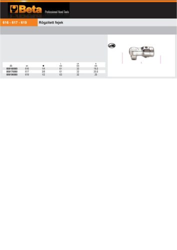 Beta 619 Fix négyszög fej Ø 16 mm nyomatékkulcshoz 1/2"