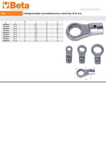 Beta 654  Csillagkulcs nyomatékkulcshoz 34mm