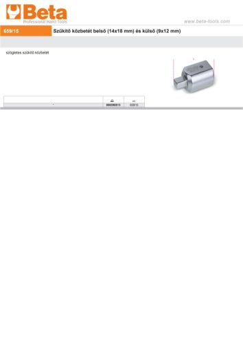 Beta 659/15 Szűkítő közbetét belső (14x18 mm) és külső (9x12 mm)