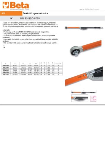 Beta 677/1000 Önkioldó nyomatékkulcs 3/4" 300-1000Nm
