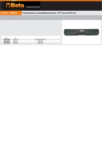 Beta 678/CV2 Fémdoboz a Beta 677 és 678 nyomatékkulcshoz ÜRES