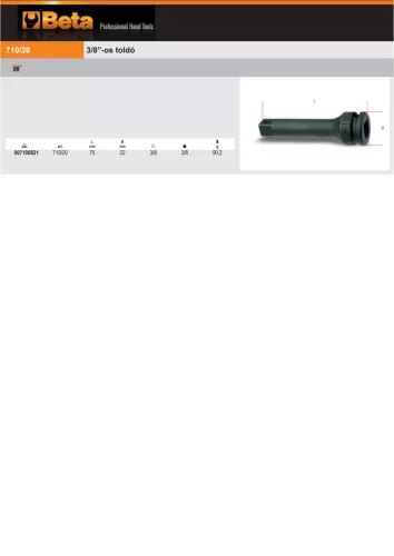 Beta 710/20 3/8”-os Gépi toldó, foszfátozott 75mm