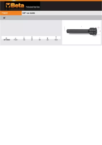 Beta 710/21 3/8”-os Gépi toldó, foszfátozott 125mm