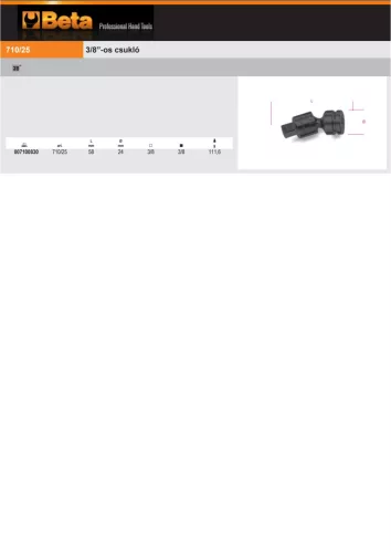 Beta 710/25 3/8”-os Gépi csukló