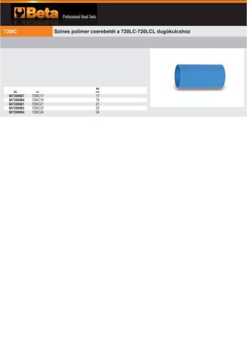 Beta 720IC 22 Színes polimer cserebetét a 720LC-720LCL dugókulcshoz 22mm