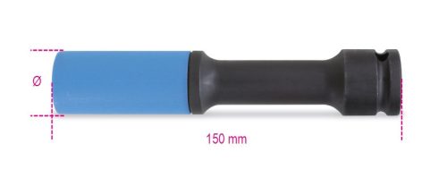 Beta 720LCL 19 gépi dugókulcs kerékanyákhoz színes polimer betétekkel hosszú kivitel 19mm