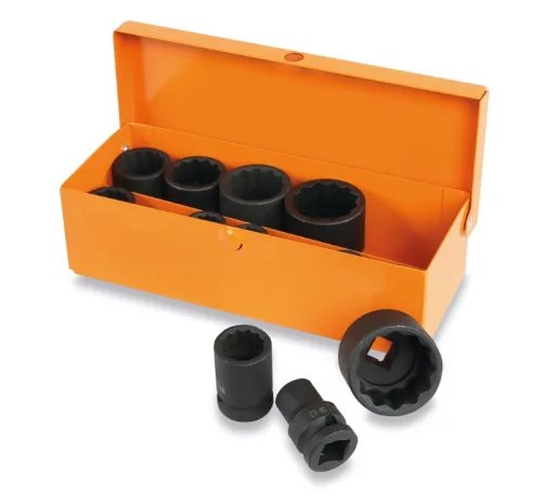 Beta 720B/C12 12 részes tizenkétszögű gépi dugókulcs készlet, barnított, fémdobozban 10-11-12-13-14-17-19-22-24-27-30-32 mm