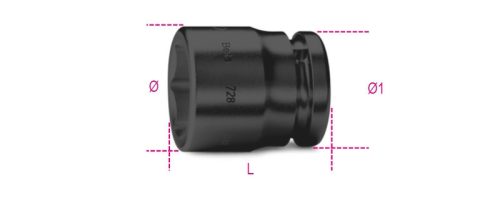 Beta 728AS Tizenkétszögű gépi dugókulcs, 3/4"-os négyszögletes csatlakozó, standard sorozat, foszfátozott 1.7/16"