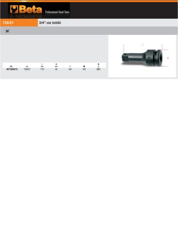 Beta 728/21 3/4”-os gépi toldó foszfátozott 175mm