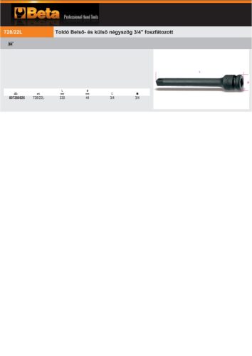 Beta 728/22L 3/4”-os gépi toldó foszfátozott 330mm