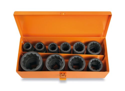 Beta 728B/C10 10 részes tizenkétszögű gépi dugókulcs fémdobozban 17-19-22-24-27-30-32-36-41-46 mm