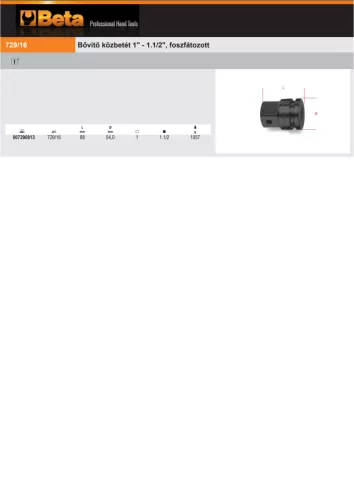 Beta 729/16 Gépi bővítő közbetét  foszfátozott, B1" - K1.1/2"