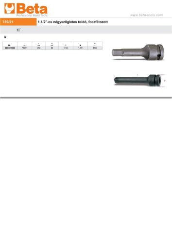 Beta 730/21 1.1/2"-os gépi toldó, foszfátozott 250mm