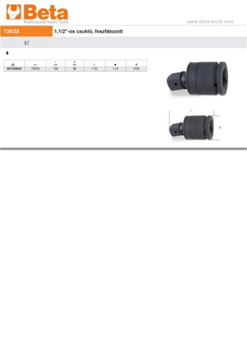 Beta 730/25 1.1/2"-os gépi csukló, foszfátozott