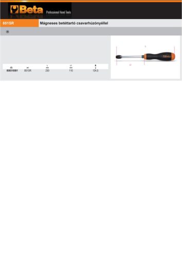 Beta 851SR Mágneses betéttartó csavarhúzónyéllel