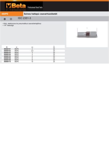 Beta 860PE 2 Színes hatlapú csavarhúzóbetét 2mm