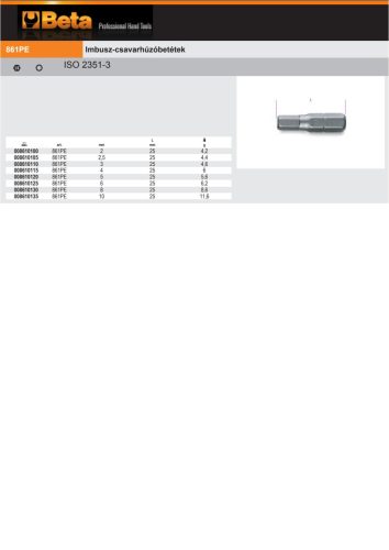 Beta 861PE 6 Imbusz-csavarhúzóbetét 6mm