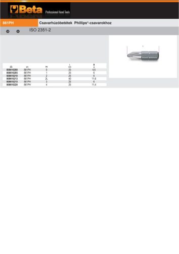 Beta 861PH 3 Csavarhúzóbetét Phillips®-csavarokhoz PH3