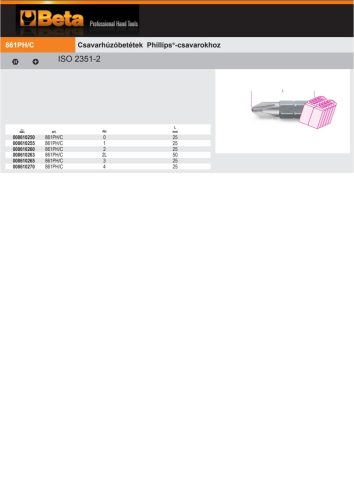 Beta 861PH/C 2L Csavarhúzóbetét Phillips®-csavarokhoz PH2L