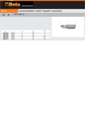 Beta 861PZ 3 Csavarhúzóbetét Pozidriv®-Supadriv® csavarokhoz PZ3